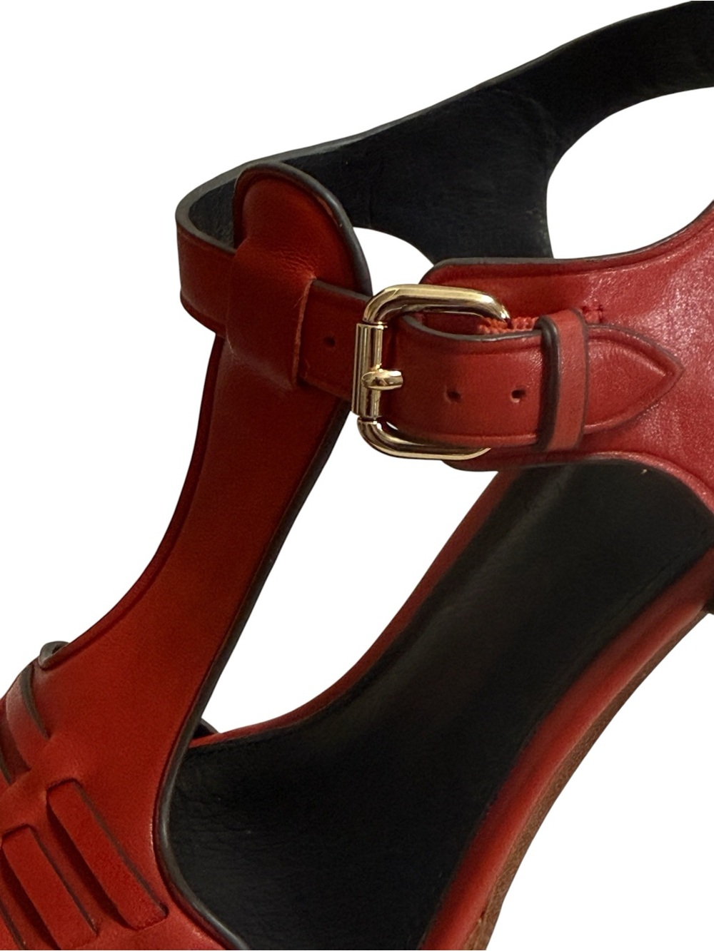 Coach Izzy Red Leather T-Strap Heeled Stiletto Sandals! Size 8.5 - Picture 9 of 12